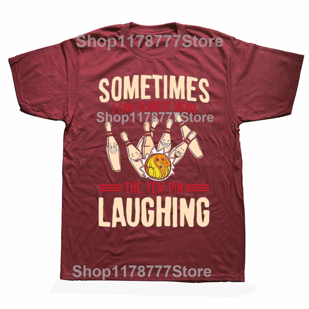 Funny Bowling Hear Pin Laughing Bowler T Shirts Cotton Streetwear Gifts Mens Clothing Fashion Casual Loose Oversized T Shirt