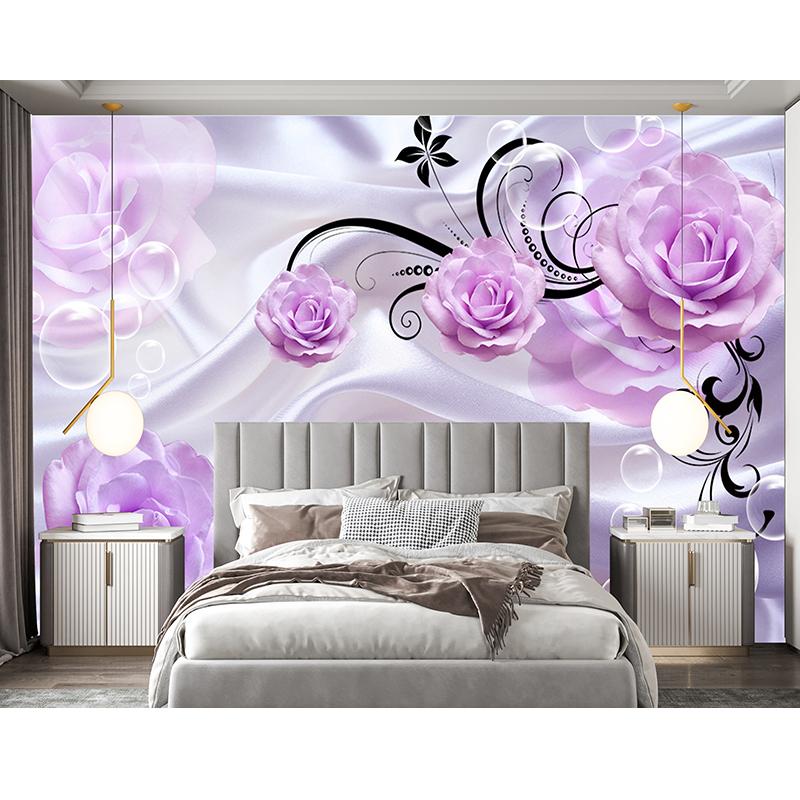 3d Floral Purple Rose Wall Murals Modern Simple Romantic Wallpaper Living Room Bedroom Home Decor