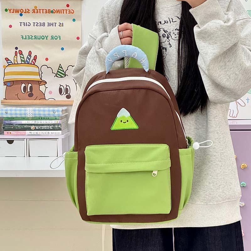 Schoolbag new student schoolbag cute cartoon print color matching backpack versatile high school students large capacity backpack