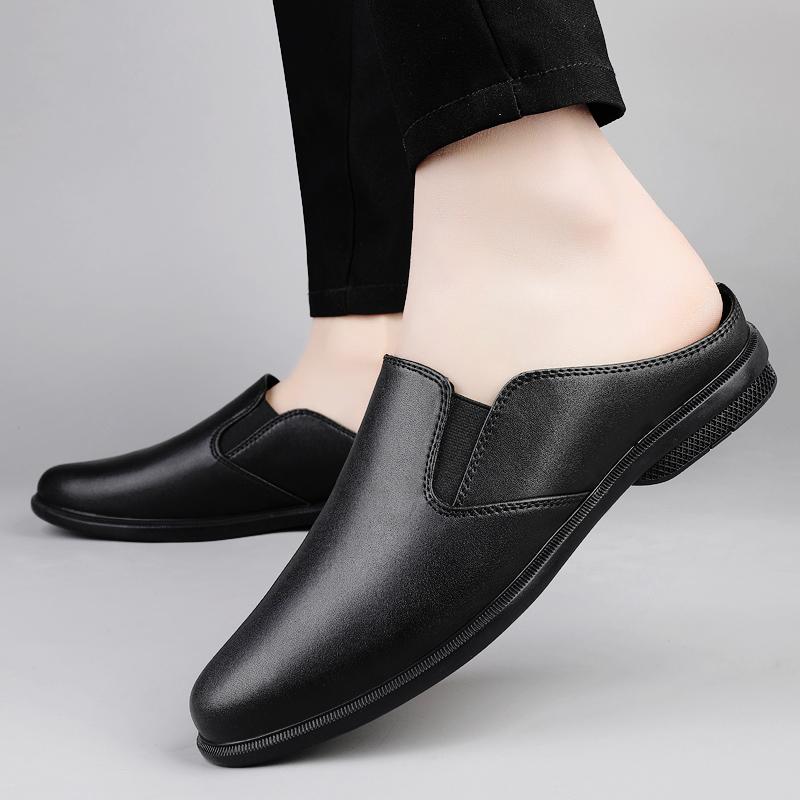 New Men's Hollow Out Breathable Half Slippers Driving Shoes Male Casual Mules Moccasins Breathable Loafers Zapatos Hombre