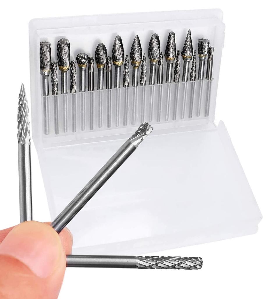 Kimlonton Super Hard Tungsten Steel Router Carbide Drill Set of 20 Blade Comes In a Dedicated Plastic Essential for and Craft Burs, Bits, Bits, (Shank