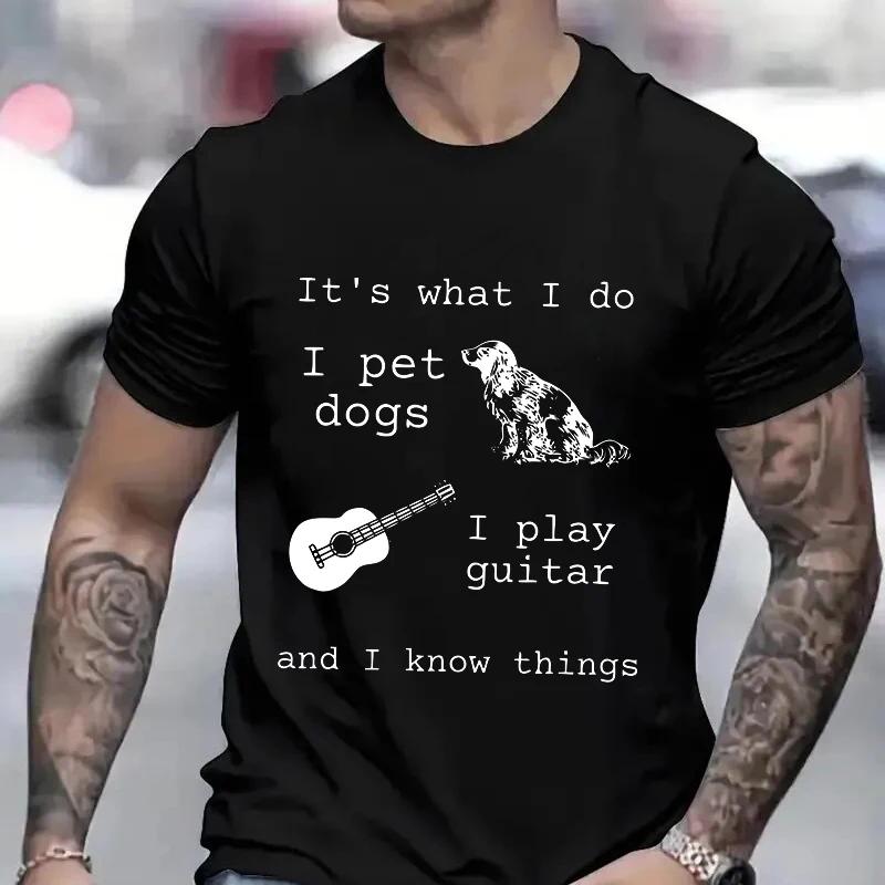 

Мужские футболки Это то, что я делаю Забавные футболки с принтом кота для мужчин Любитель игры на гитаре Футболки с коротким рукавом Одежда Футболка гитариста XXXXXL золотой