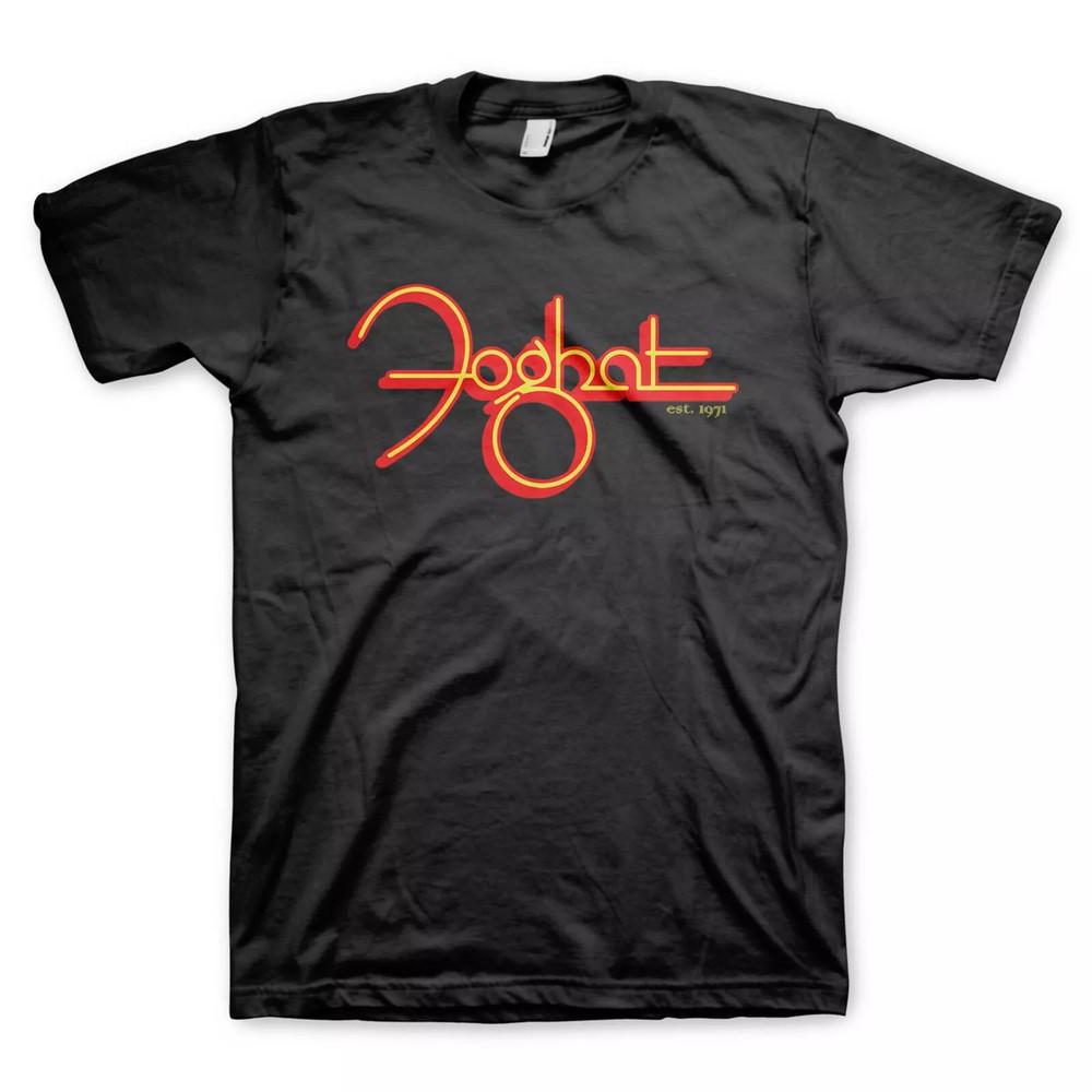 Foghat Band Yellow and Red Logo Unisex Black T Shirt Full Size S-5XL Unisex T-Shirt XXXXL