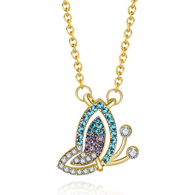 

Butterfly Beautiful Pendant Lock Chain Necklace In Titanium Steel With Trendy Style Geometric Gold Butterfly