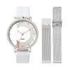 KLON Skeleton for Men and Simple Replacement Strap Invisible Overlapping Circle White Silver Mesh Strap Set 38mm Watch, Clear, Women, Set, Shapes, - -