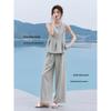 Mohanyimei Women's Smart Structure Pleated Sleeveless Top & Wide-Leg Pants Set