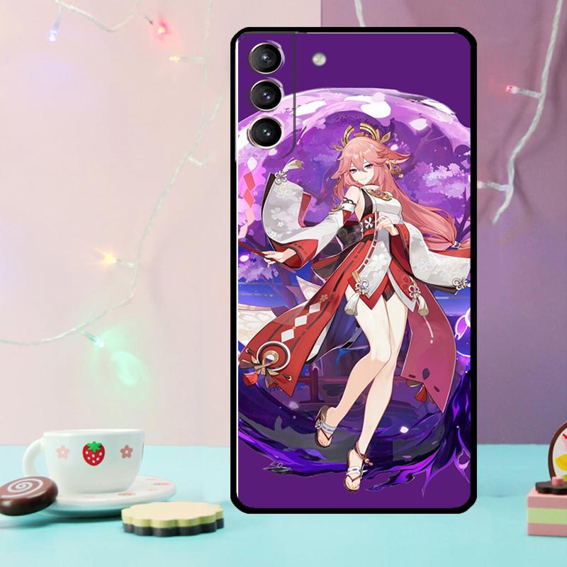 

Genshin Impact Yae MIko Phone Case For Samsung Galaxy S24 Ultra S20 S21 S22 S23 S25 Ultra S9 S10 Plus S24 FE Cover Galaxy S25 FE