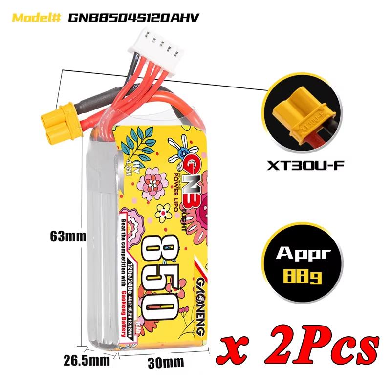 2Pcs GNB 2S 3S 4S 6S Lipo Battery 650mAh 850mAh 120C/240C With XT30 Plug for RC Car Boat RC FPV Drone Helicopter Airplane Parts