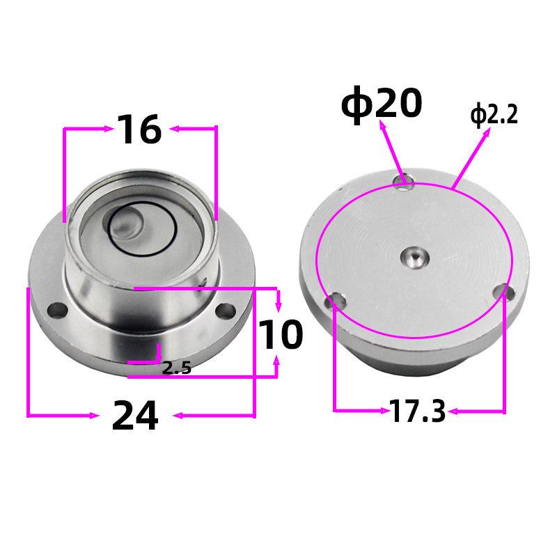 HACCURY Round Metal Spirit Level with Base Mounting Holes