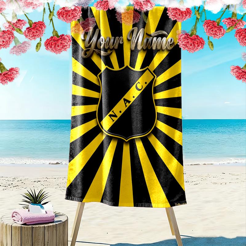 Name Custom NAC Breda Print Beach Towel, Large Soft Quick Dry Towel for Beach Camping Swimming