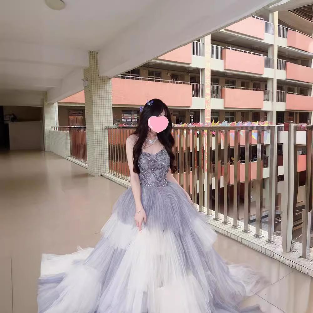 Fairy Evening Dress Skirt 2025 New Heavy Industry High Sense Light Luxury Niche Student Day Adult Ceremony Trailing