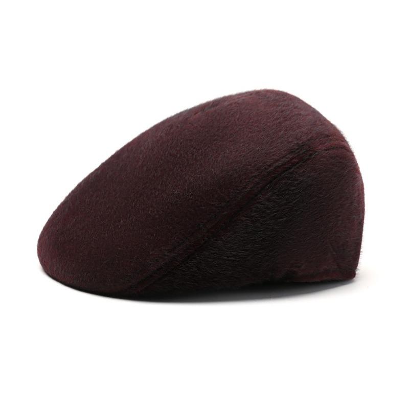 Hat Men's Beret Autumn and Winter New Woolen Ear Protector Peaked Cap Fleece Warm Cotton Hat Forward Hat