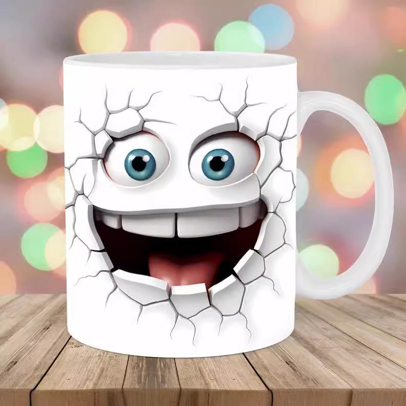 3D Emoji Smiley Ceramic Coffee Mug Tea Cup Funny Face Smiley