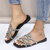 Large Size Flat Slippers Women's Rhinestone Flat Sandals Slippers Women's Tea Explosion