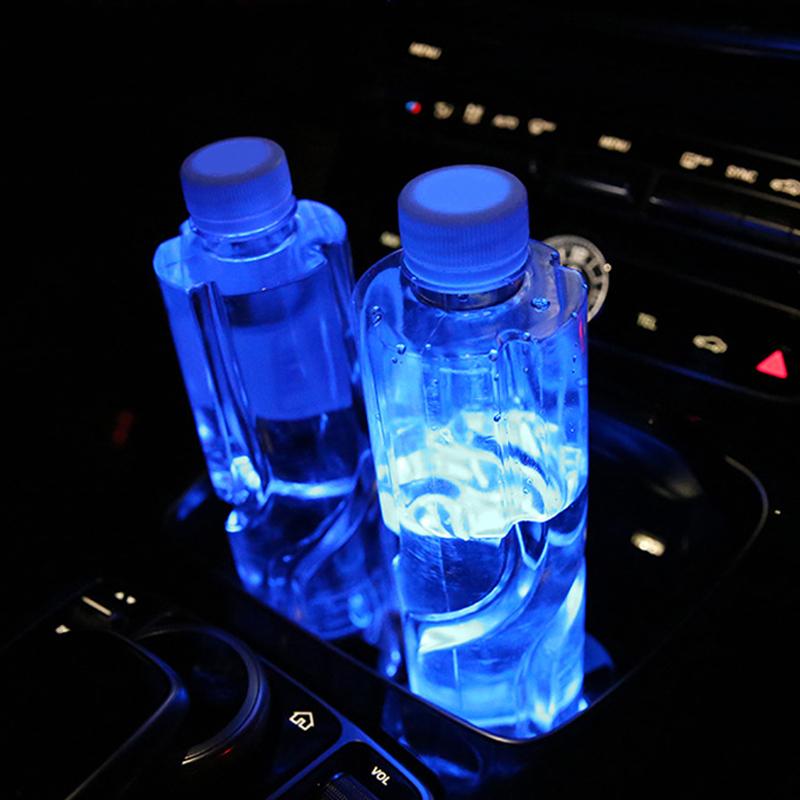 2Pcs 7Colors LED Car Cup Holder Lights For Tesla Model 3 Y X  Changing USB Luminous Coaster Water Cup Bottle Pad