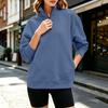 Women's Color Stand Collar Long Sleeve Loose Fit Pullover Sweatshirt with Pockets