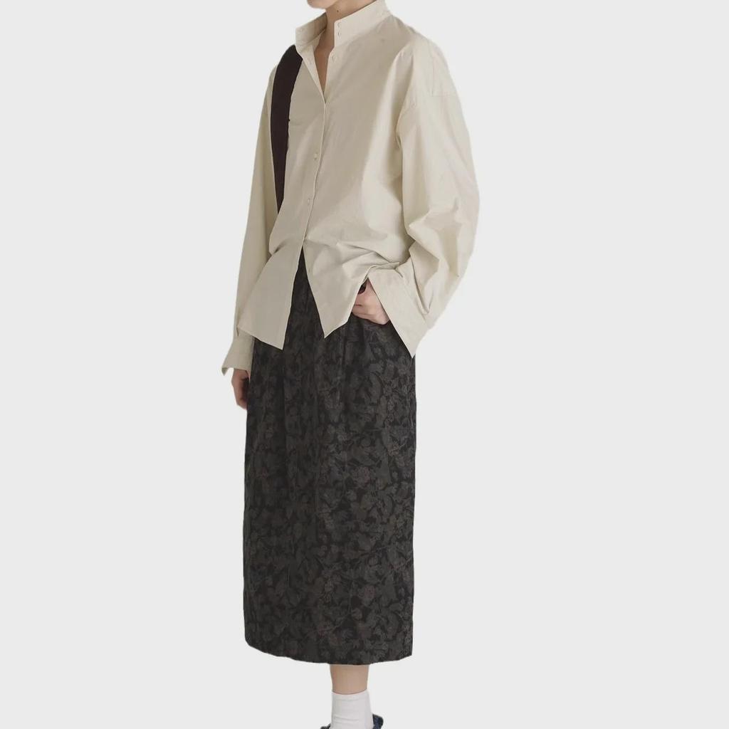 2024 Autumn Low-Saturation Twisted Stand Collar Shirt