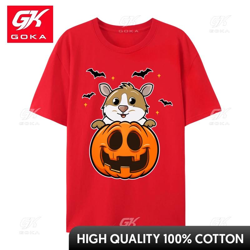 Funny Halloween Guinea Pig Lovers Pumpkin Girls Unisex 2024 New Fashion Geek Tops Shirt Cotton Tshirts Printed On