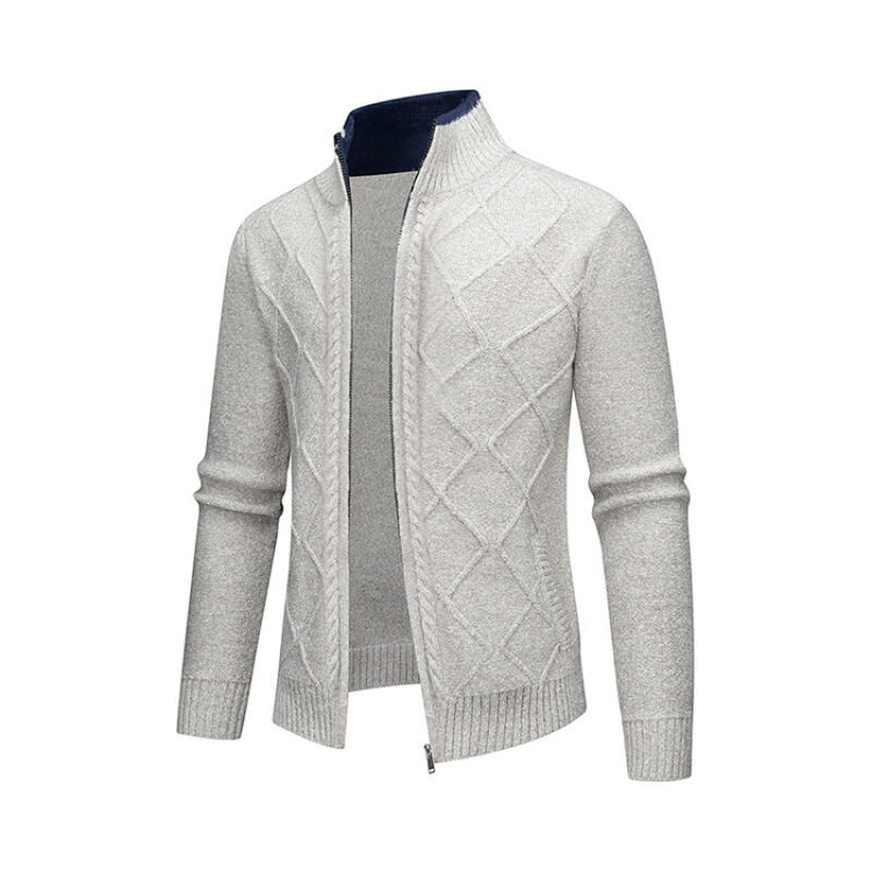 Men's Autumn Winter Knitting Sweatercoat Stand Collar Cardigans Warm Fashion Knitted Coat Male Sweater Jacket Loose Outwear Man