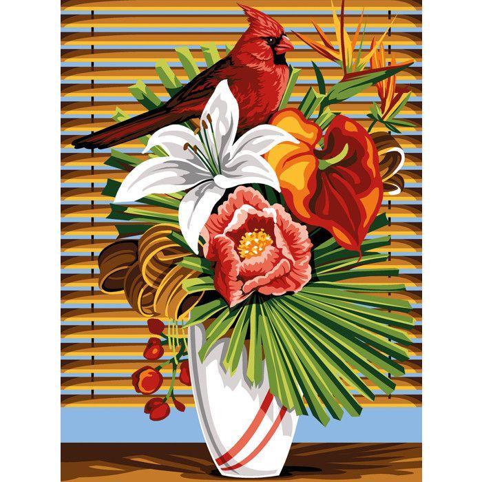 Canevas antique Plume exotique 40x50cm