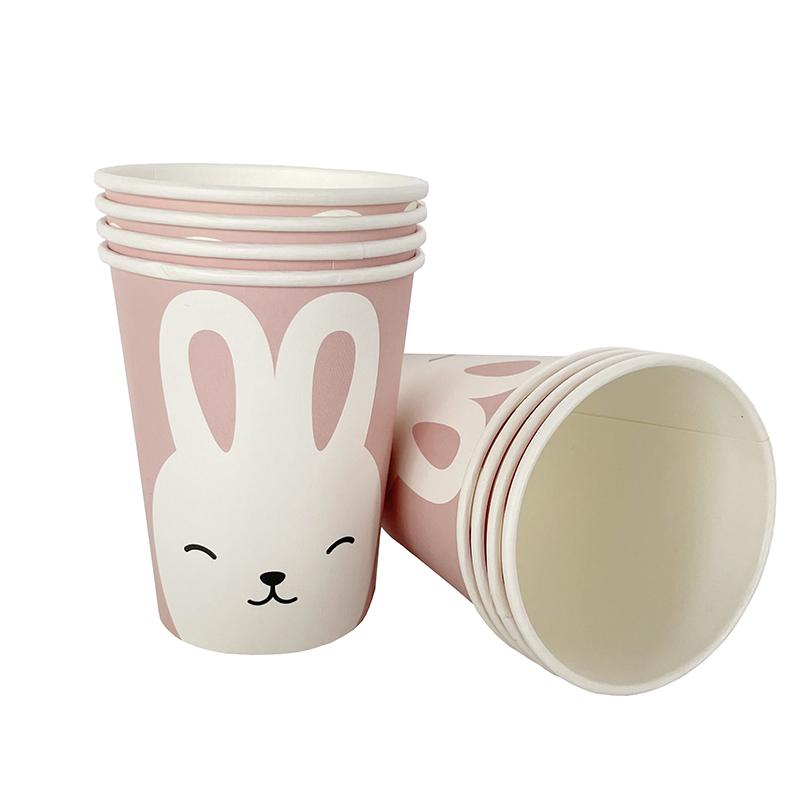 Happy Easter Disposable Tableware Cartoon Rabbit Bunny Shaped Plate Cup Birthday Party Baby Shower Decoration Kids Easter Favor