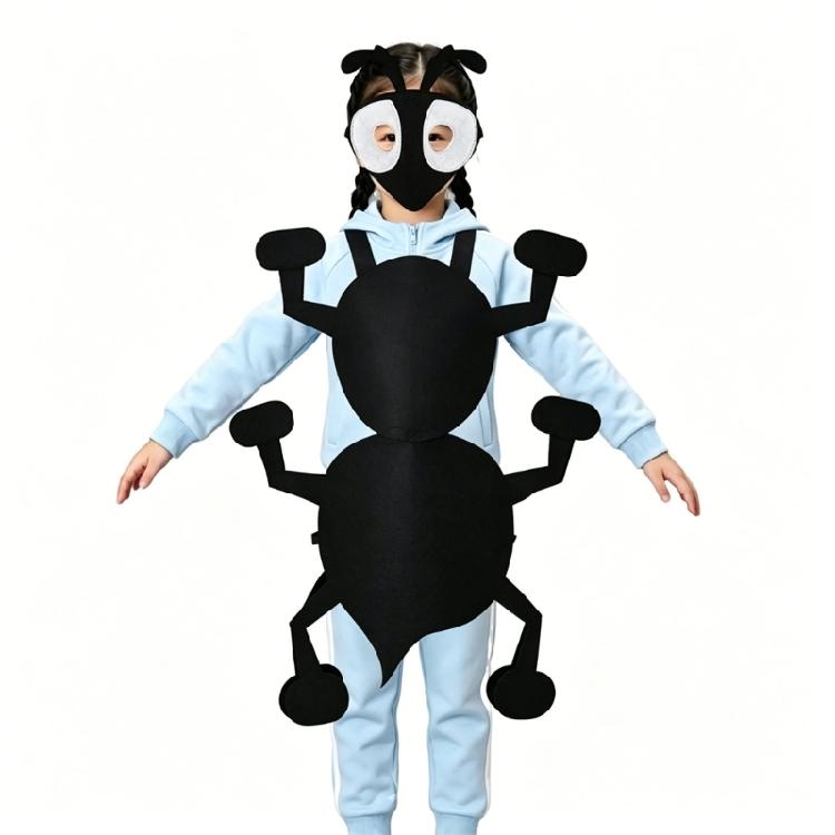 Black Costume Set, Mask Included,Ant Cosplay Outfit for Kids and Youth, for Halloween Parties and School Shows