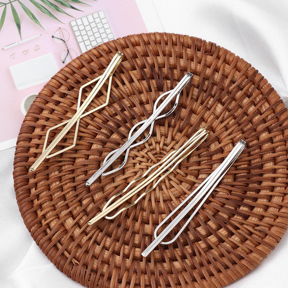 4pcs/set New Women Metal  Geometric Rhombus Girls Hairgrips  Barrettes Geometry Hair Clip