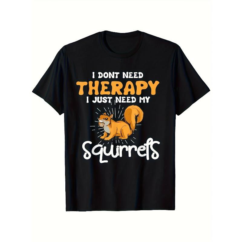 

European sizes Funny I Don t Need I Just Need My Squirrel Graphic T-Shirt - 3D Gorilla & Squirrel Print 4XL чорний