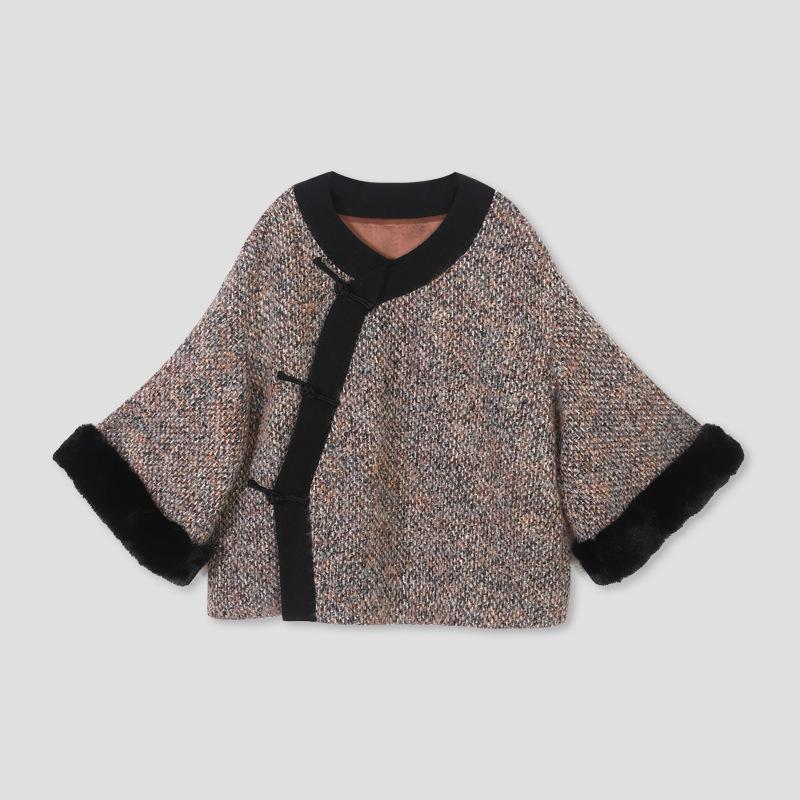 

2025 Autumn/Winter Women s New Chinese Wool Coat: Retro, Versatile, and Fashionable National Style Design L (115-130 jin)