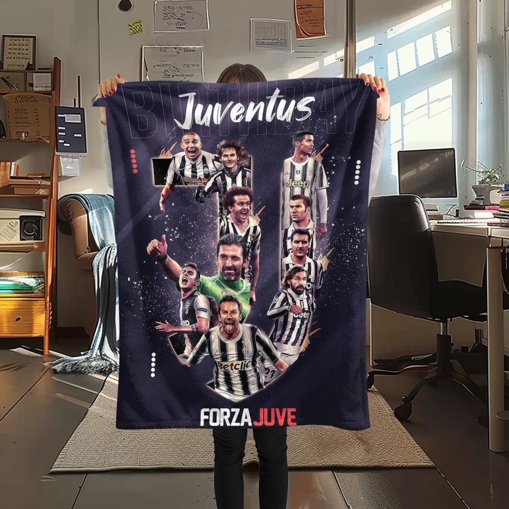 Juventus FC team Print FlAannel Blanket, High quality Comfortable for All Seasons, Home Decor, Warmth and Comfort
