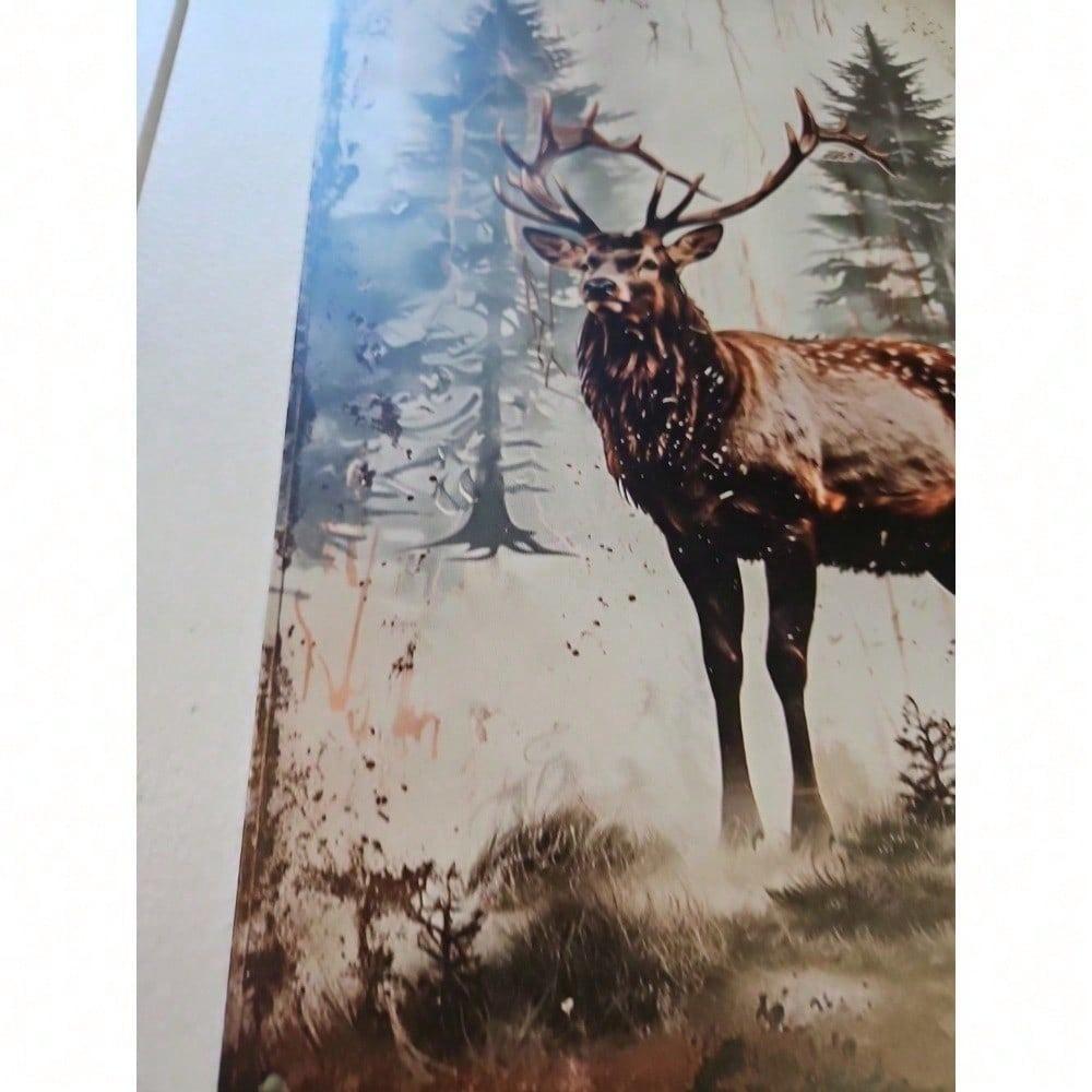 Vintage Elk Antlers Tin Metal Wall Sign Rustic Wildlife Decor for Cabin Lodge Bar