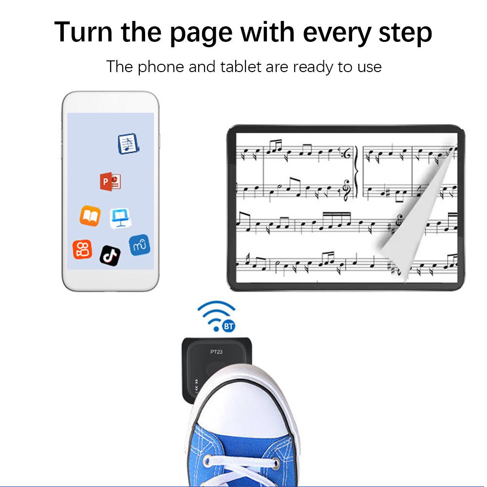Wireless Page Turner Pedal Portable Mini Music Page Turner for Tablets Smartphones BT Page Turner