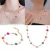 Fashionable Statement with Colorful Flower Beads Sturdy Steel Necklace and Bracelet Set for Stylish Outfits Trendsetters