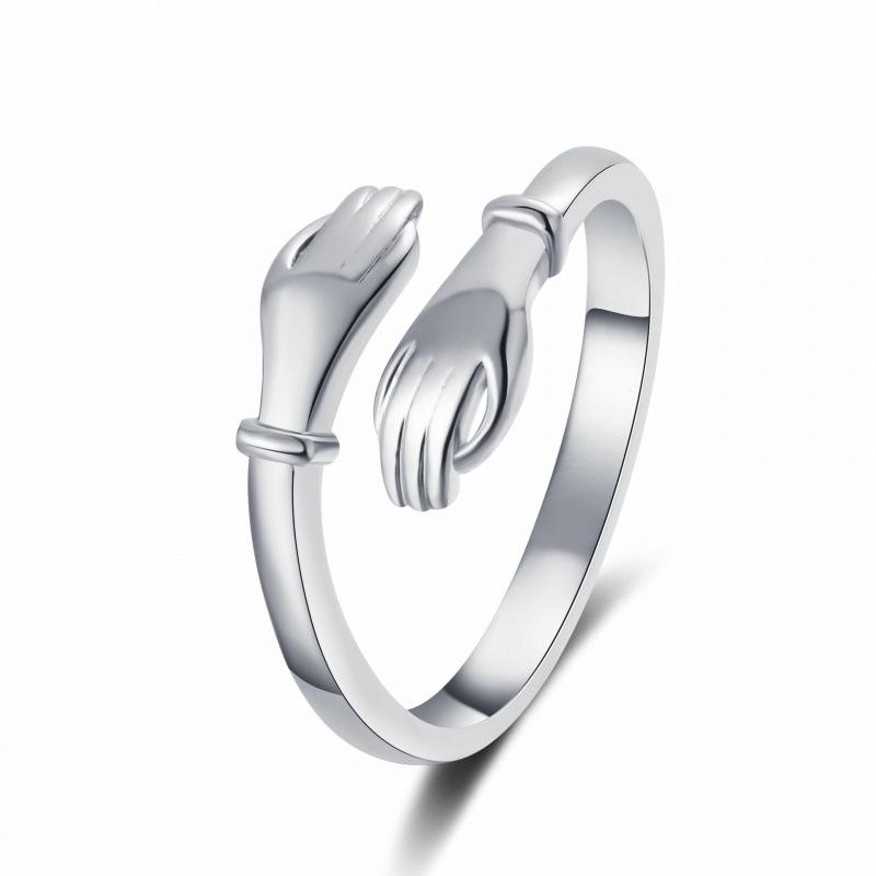 Romantic Adjustable Double Hand Hug Ring - Simple Fashion Jewelry