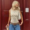 Fashion Women'S Polka Dot Print Crop Tank Top Summer O Neck Sexy Slim Female Short Blouse Sweet Beach Vacation Party Slim Fit Streetwear Clothes