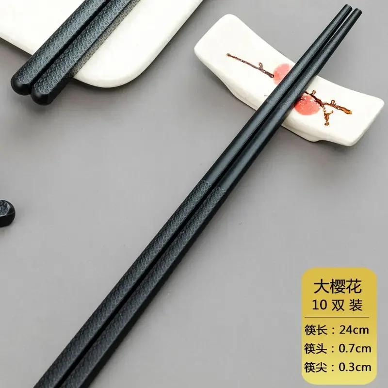 10Pairs Set Japanese Chopsticks Black Sushi Fast Food Noodles Chop Sticks Korean Tableware Kitchen Bar Supplies Chinese Cutlery