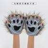 Furry Half Finger Animal Paw Gloves, Plush Cat Wolf Paw Gloves, Fursuit Cosplay Costume Gloves for Halloween Party Dress Up