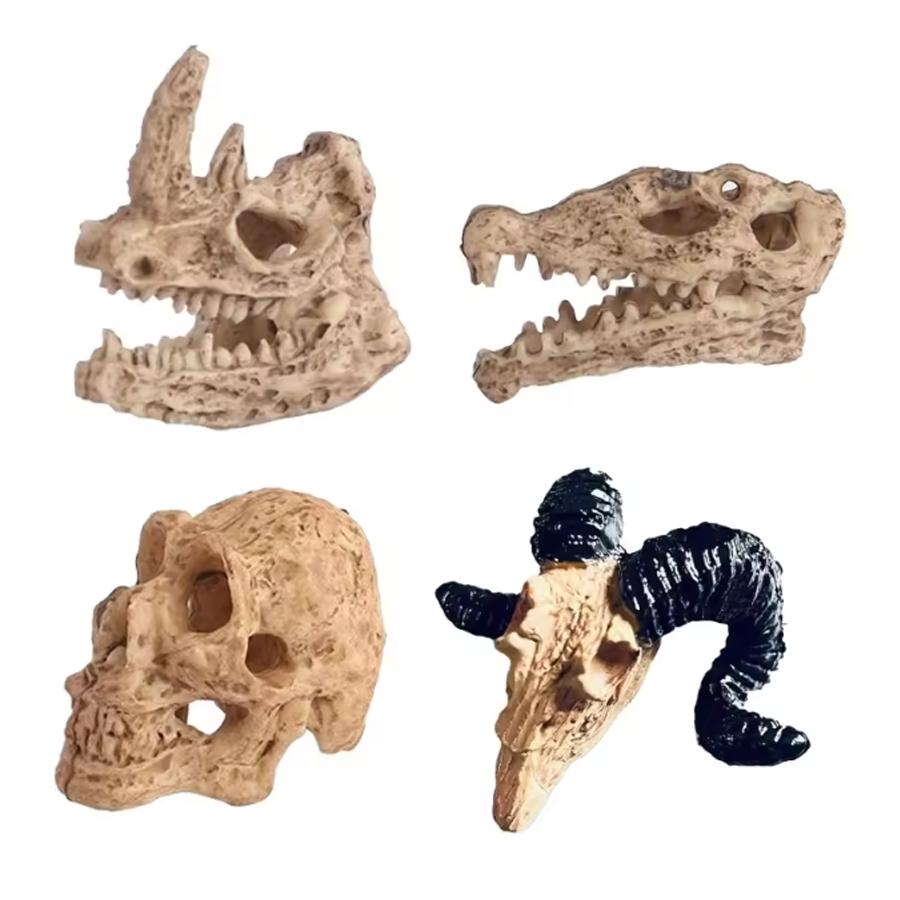 

Набор из 4 штук Хэллоуинский декор в виде черепа - Премиальные смоляные миниатюрные фигурки скелетов | Праздничные украшения для сада и аквариума 4-piece set