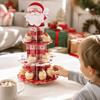Round Santa Claus Cupcake Stand 3 Tier Cake Display Rack Christmas Party Supplies