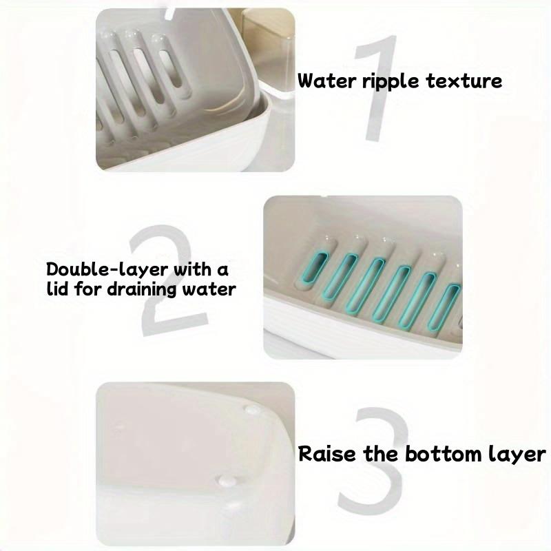 1pc Soap Dish, Double-Layer Drainage, Automatic Drain, Easy To Clean, Suitable for Home Bathroom and Kitchen