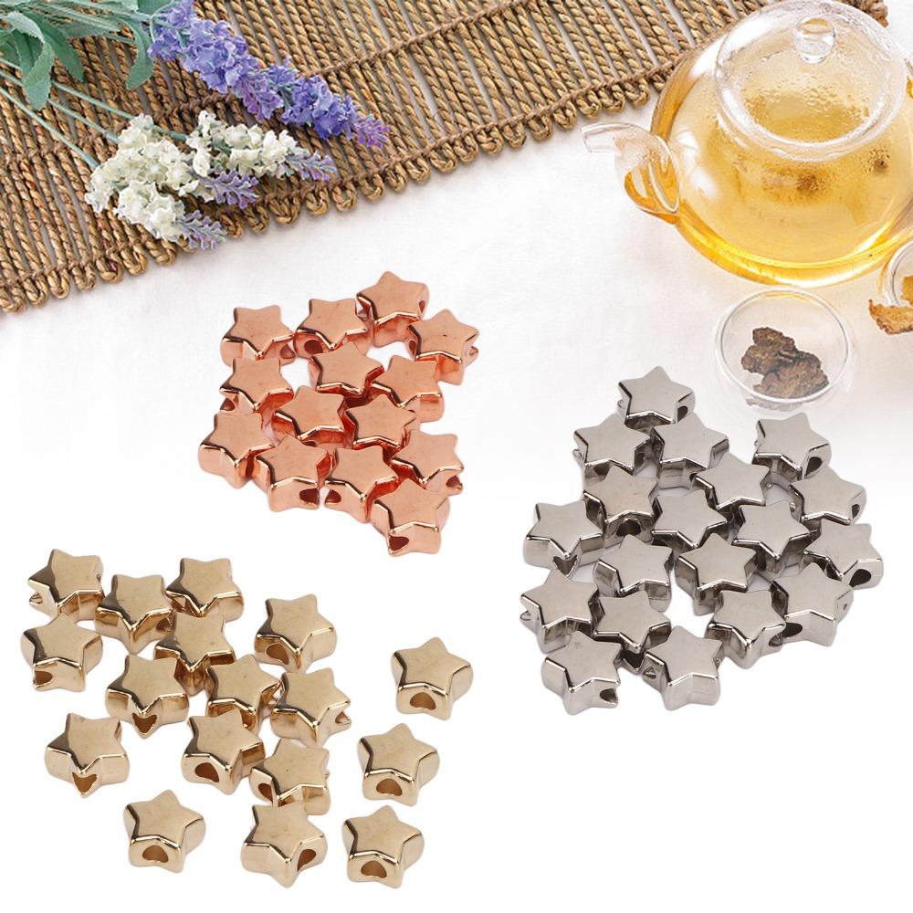 50pcs Plastic Star Shaped Beads 3 Colors Plastic Spacer Beads Jewelry Making Beads  Earring Craft