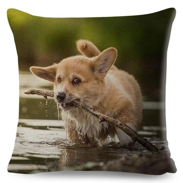 Cute Welsh Corgi Pembroke Dog Printed Pillowcase Decoration  Pet Animal Cushion Cover Sofa Household Car