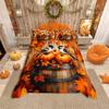 Homewish Happy Fall Duvet Cover SetRustic Pumpkin Maples Bedding SetPet Dogs Bed Set For ChildrenBreathable Home Decor