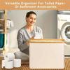Porte-rouleau de papier toilette en bambou bohème avec panier de rangement pliable – Organisateur pour linge et mouchoirs