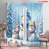 2pcs,2D Plane Printing Print Curtains Snowman & Winter Polyester Woven (without Rod) All Seasons Ldeal for Various Room Types