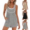 Women Short Cropped Sleeveless Loose Fit Romper Pockets Casual Jumpsuits