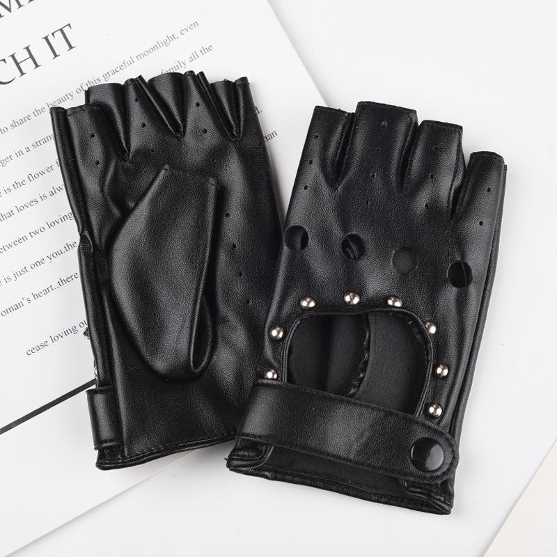 Unisex Fingerless Rivet Gloves for Street Dance, Breakdance, and Hip Hop Performances