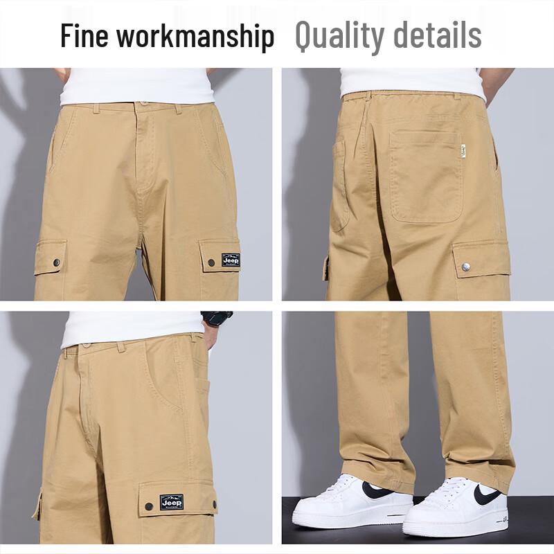 Jeep Men's 2025 Autumn/Winter Loose Straight-Leg Cotton Cargo Casual Pants