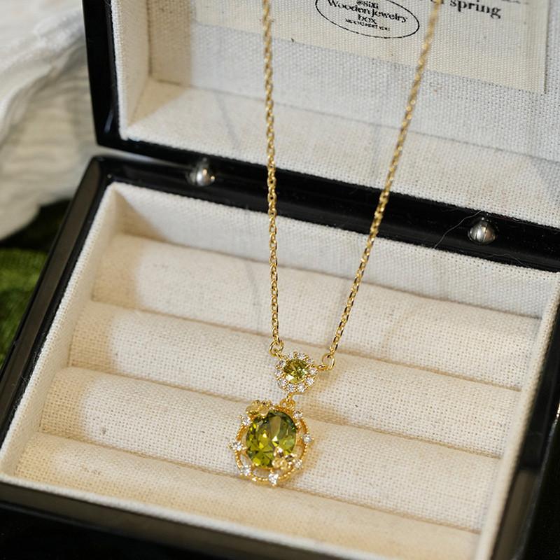 Винтажное геометрическое овальное подвесное ожерелье с цирконом с золотым покрытием для женщин