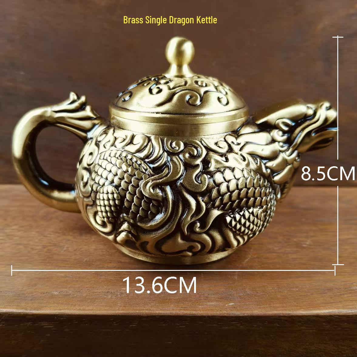 Brass Dragon Teapot Desktop Decor Set